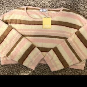 Charlie Holiday Pink and Brown Striped Sweater